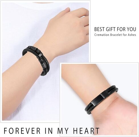 Hearbeingt Memorial Urn Bracelet for Ashes Braided Leather Cremation Jewelry for Ashes for Human Dog Cat Keepsake Urn Bangle in Saudi Arabia