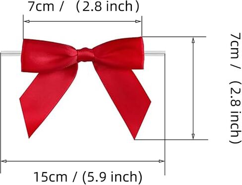 Xeahung 60 Pcs 3 Inch Twist Tie Bows Satin Ribbon Twist Tie Bows with Twist Ties Small Ribbon Bows for Craft Twist Bows for Cookie Bags Wedding Craft Gift Wrapping Decoration Party (Red) in Saudi Arabia