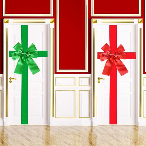 gisgfim 2pcs Christmas Cabinet Big Bows Gold and Silver Bow Large Door Lace Christmas Tree Ribbon Gold and Silver Bow Holiday Decorations Christmas Front Door Party Supplies in Kuwait