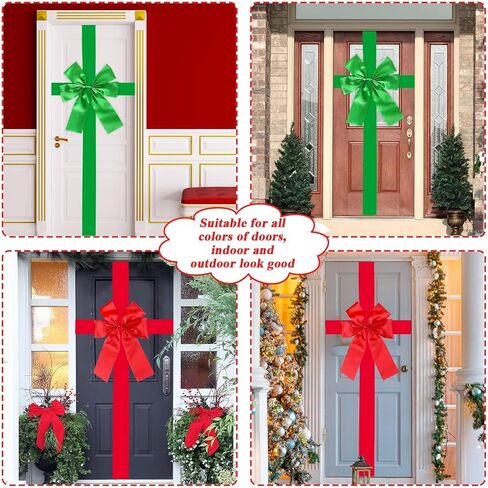 gisgfim 2pcs Christmas Cabinet Big Bows Gold and Silver Bow Large Door Lace Christmas Tree Ribbon Gold and Silver Bow Holiday Decorations Christmas Front Door Party Supplies in Kuwait