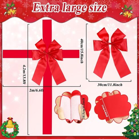 gisgfim 2pcs Christmas Cabinet Big Bows Gold and Silver Bow Large Door Lace Christmas Tree Ribbon Gold and Silver Bow Holiday Decorations Christmas Front Door Party Supplies in Kuwait