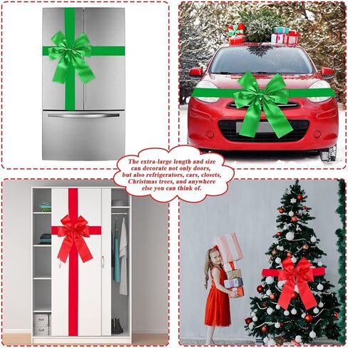 gisgfim 2pcs Christmas Cabinet Big Bows Gold and Silver Bow Large Door Lace Christmas Tree Ribbon Gold and Silver Bow Holiday Decorations Christmas Front Door Party Supplies in Kuwait