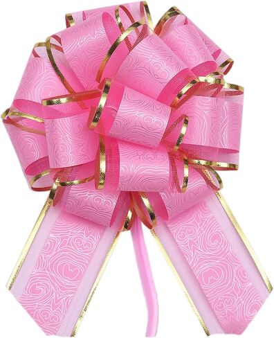 6 عبوات من أقواس السحب الوردية لتغليف الهدايا، وأقواس الهدايا لسلال الهدايا، وقوس الشريط، وأقواس كبيرة لسلال الهدايا، وأقواس سحب التغليف لحفلات الزفاف، والحفلات، وتزيين الزهور، 6 بوصات in Kuwait