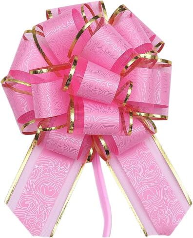 6-Pack Pink Pull Bows for Gift Wrapping, Gift Bows for Gift Baskets, Ribbon Bow, Large Bows for Gift Baskets, Wrapping Pull Bows for Wedding, Party, Flower Decoration, 6 inches ﻿ in Saudi Arabia
