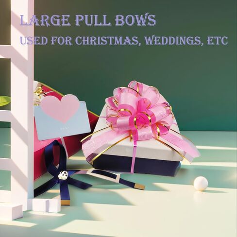 6-Pack Pink Pull Bows for Gift Wrapping, Gift Bows for Gift Baskets, Ribbon Bow, Large Bows for Gift Baskets, Wrapping Pull Bows for Wedding, Party, Flower Decoration, 6 inches ﻿ in Saudi Arabia