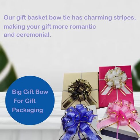 6-Pack Pink Pull Bows for Gift Wrapping, Gift Bows for Gift Baskets, Ribbon Bow, Large Bows for Gift Baskets, Wrapping Pull Bows for Wedding, Party, Flower Decoration, 6 inches ﻿ in Saudi Arabia
