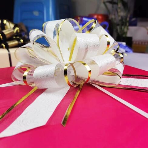 6-Pack Pink Pull Bows for Gift Wrapping, Gift Bows for Gift Baskets, Ribbon Bow, Large Bows for Gift Baskets, Wrapping Pull Bows for Wedding, Party, Flower Decoration, 6 inches ﻿ in Saudi Arabia