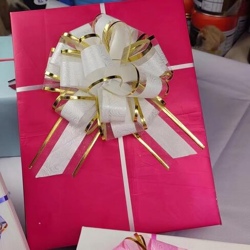 6-Pack Pink Pull Bows for Gift Wrapping, Gift Bows for Gift Baskets, Ribbon Bow, Large Bows for Gift Baskets, Wrapping Pull Bows for Wedding, Party, Flower Decoration, 6 inches ﻿ in Saudi Arabia