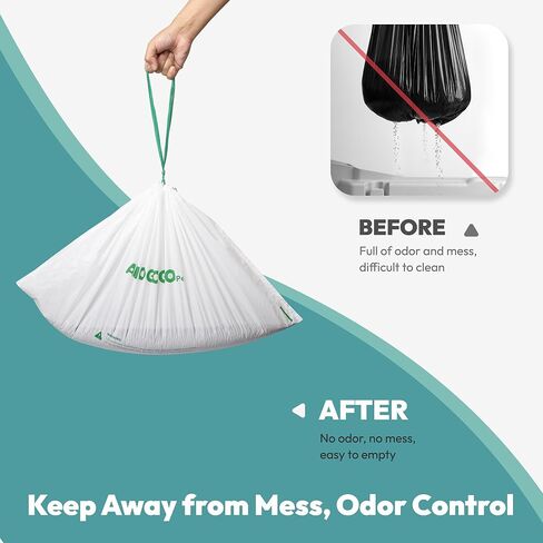 50 Pack Litter Box Liner Bags, Compatible with BCHARYA Self-Cleaning Cat Litter Box, Replacement Waste Bags, Drawstring Leak-proof Automatic Cat Litter Trash Bags, 25.2" x 11.81" in Saudi Arabia