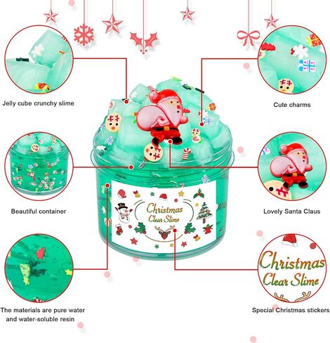 2 Pack Jelly Cube Glimmer Crunchy Slime Kit,Cute Toys and Stickers,Super Soft, Non-Sticky, Party Favors and Stress Relief Toy for Kids Education, Party Favor, Gift and Birthday in Saudi Arabia