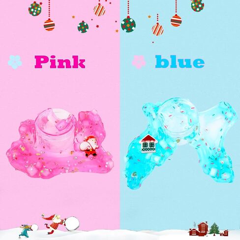 2 Pack Jelly Cube Glimmer Crunchy Slime Kit,Cute Toys and Stickers,Super Soft, Non-Sticky, Party Favors and Stress Relief Toy for Kids Education, Party Favor, Gift and Birthday in Saudi Arabia