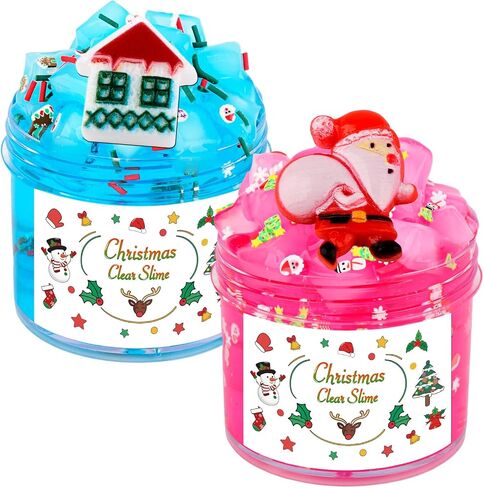 2 Pack Jelly Cube Glimmer Crunchy Slime Kit,Cute Toys and Stickers,Super Soft, Non-Sticky, Party Favors and Stress Relief Toy for Kids Education, Party Favor, Gift and Birthday in Saudi Arabia