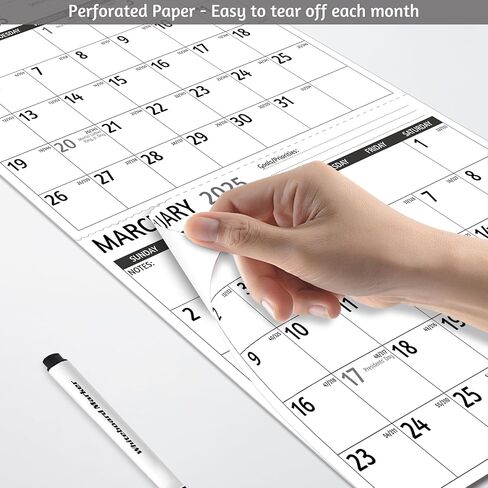 2025 Wall Calendar - 3 Month Calendar 2025 Vertical, Jan 2025 - Dec 2025, 3 Month Wall Calendar 2025, 11 x 26 In Open, 2025 Calendar Monthly with Large Print, Holidays, Thick Paper, Priorities ＆ Notes in Saudi Arabia