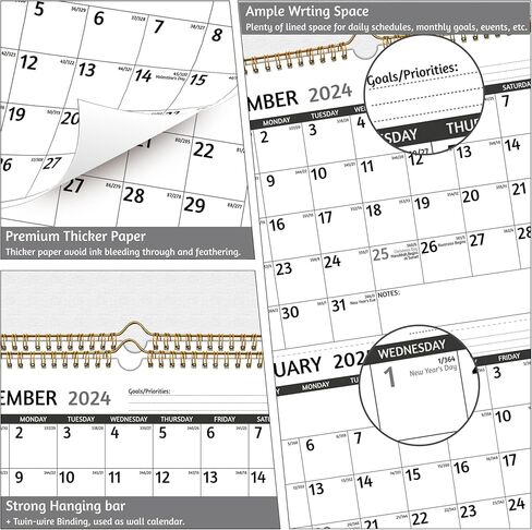 2025 Wall Calendar - 3 Month Calendar 2025 Vertical, Jan 2025 - Dec 2025, 3 Month Wall Calendar 2025, 11 x 26 In Open, 2025 Calendar Monthly with Large Print, Holidays, Thick Paper, Priorities ＆ Notes in Saudi Arabia