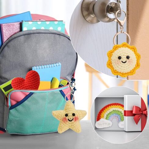 NOTLATE 7PCS Knitting Crochet Kit for Beginners, Craft Knitted Starter Kit with Step-by-Step Video Tutorials, Learn to Crochet Kits for Adults and Kids (Sun/Star/Rainbow/Moon/Clouds/Love/Flowers) in Saudi Arabia