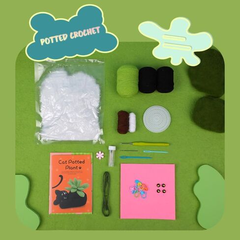 مجموعة Armiwiin كروشيه للمبتدئين - مجموعة نباتات بوعاء للقطط مع دروس فيديو خطوة بخطوة، حرفة يدوية للبالغين والأطفال، هدية رائعة للنساء in Kuwait