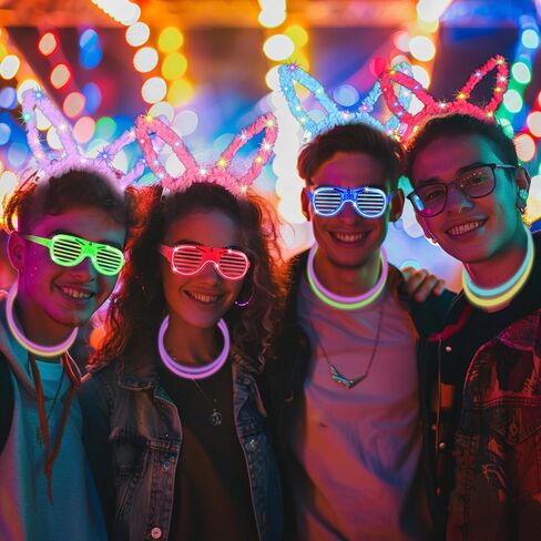 80 حزمة من نظارات LED المتوهجة، نظارات مضيئة، نظارات متوهجة في الظلام، لوازم الحفلات المتوهجة، حفلة وامضة نيون لعيد الميلاد ماردي غرا لتزيين حفلات رأس السنة الجديدة، مناسبة للأطفال/الكبار in Saudi Arabia