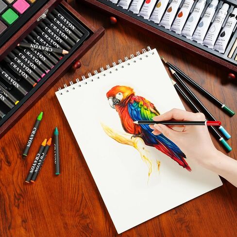 196 Piece Art Kit, Deluxe Art Supplies Painting Art Set with 5 Drawing Pad, Canvases, Acrylic Paint, Oil Pastels, Crayons, Colored Pencils in Wooden Art Box, Gifts for Kids Girls Boys Adults Beginners in Saudi Arabia