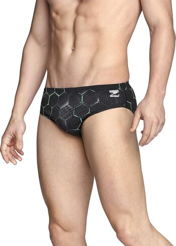 Speedo Men's Standard Swimsuit Brief Endurance+ Printed Team Colors, Galactic Maroon, 36 in Saudi Arabia