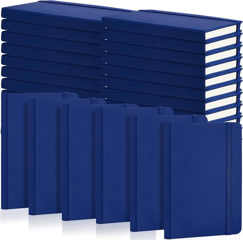 40 Pieces Small Notebooks A6 Pocket Journals 3.5 x 5.5 Inch Small Leather Notebook Mini Ruled Lined Journal with Elastic Band Pen Holder Page Marker Ribbons for Diary School Business Office (Blue) in Saudi Arabia