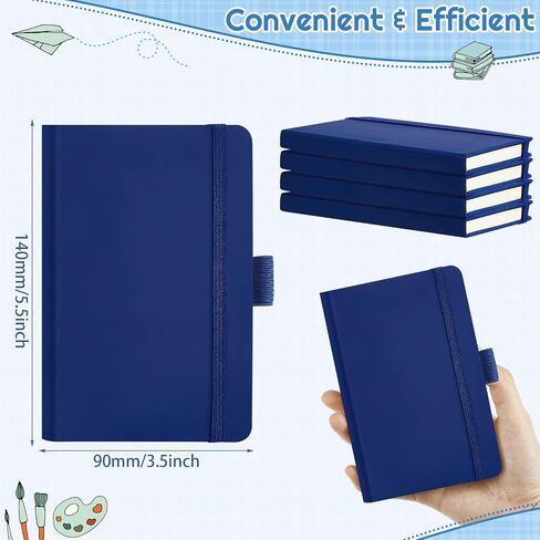 40 Pieces Small Notebooks A6 Pocket Journals 3.5 x 5.5 Inch Small Leather Notebook Mini Ruled Lined Journal with Elastic Band Pen Holder Page Marker Ribbons for Diary School Business Office (Blue) in Saudi Arabia