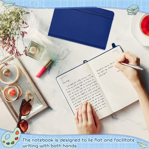 40 Pieces Small Notebooks A6 Pocket Journals 3.5 x 5.5 Inch Small Leather Notebook Mini Ruled Lined Journal with Elastic Band Pen Holder Page Marker Ribbons for Diary School Business Office (Blue) in Saudi Arabia