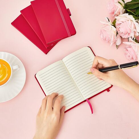 40 Pieces Small Notebooks A6 Pocket Journals 3.5 x 5.5 Inch Small Leather Notebook Mini Ruled Lined Journal with Elastic Band Pen Holder Page Marker Ribbons for Diary School Business Office (Blue) in Saudi Arabia