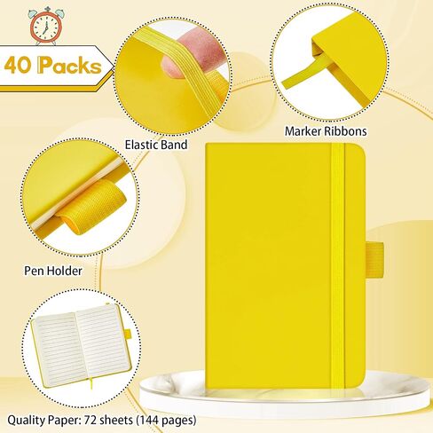 40 Pieces Small Notebooks A6 Pocket Journals 3.5 x 5.5 Inch Small Leather Notebook Mini Ruled Lined Journal with Elastic Band Pen Holder Page Marker Ribbons for Diary School Business Office (Blue) in Saudi Arabia