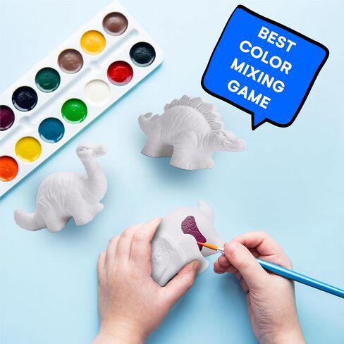 مجموعة طلاء الديناصورات من نيليبلو - مجموعة حرفية دينو DIY مع تمثال سيراميك - نشاط فني دينو قابل للطلاء للأطفال الصغار - لعبة تعليمية لعشاق الديناصورات - تماثيل وتماثيل تستحق الهدية in Saudi Arabia