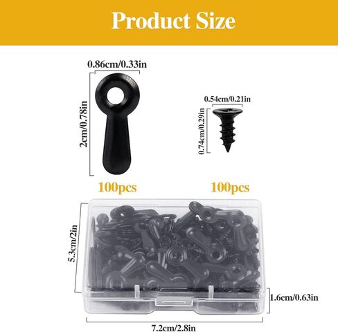 100 Pcs Frame Picture Turn Button Fasteners Set Picture Frame Backing Clips Black Hardware Backing Clips with Screws for Hanging Pictures, Photos in Saudi Arabia