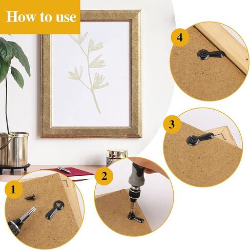 100 Pcs Frame Picture Turn Button Fasteners Set Picture Frame Backing Clips Black Hardware Backing Clips with Screws for Hanging Pictures, Photos in Saudi Arabia