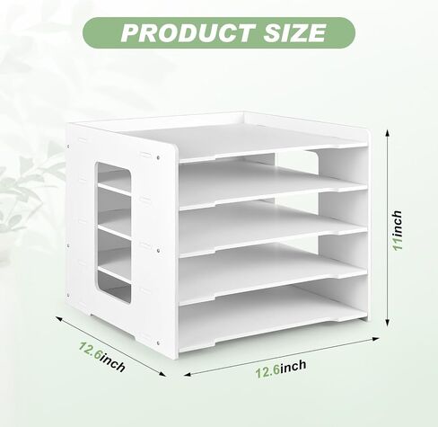 Juexica 2 Pack Scrapbook Paper Organizer 12.6 x 12.6 x 11 Inches 5 Tier File Organizer for Desk Stackable Paper Trays Paper Holder Organizer File Organizer for Home Office Decorations in Saudi Arabia