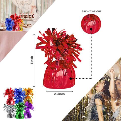 Balloon Weights, Balloons & Ribbons - Includes 12 Balloon Weights 48 Balloons 10 rolls Curling Ribbon - Playo (Red) in Saudi Arabia