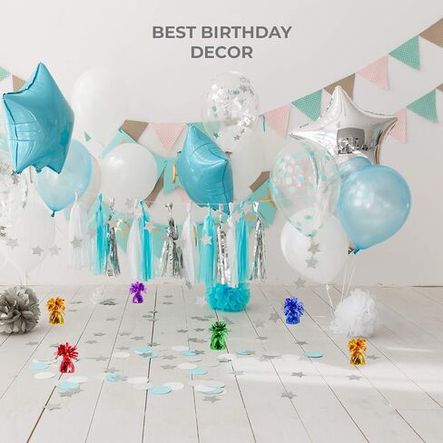 Balloon Weights, Balloons & Ribbons - Includes 12 Balloon Weights 48 Balloons 10 rolls Curling Ribbon - Playo (Red) in Saudi Arabia