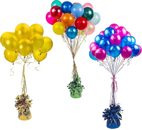 Balloon Weights, Balloons & Ribbons - Includes 12 Balloon Weights 48 Balloons 10 rolls Curling Ribbon - Playo (Red) in Saudi Arabia