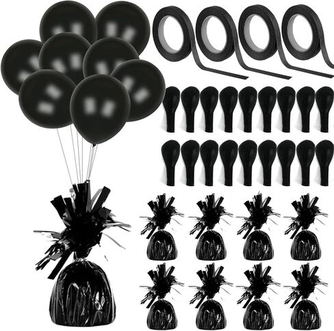 Balloon Weights, Balloons & Ribbons - Includes 12 Balloon Weights 48 Balloons 10 rolls Curling Ribbon - Playo (Red) in Saudi Arabia