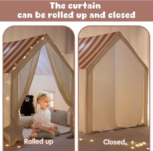 Kids Play Tent, Toddler Tent Playhouse for Kids Indoor & Outdoor, Play Tent for Boys & Girls, 47"x40"x52" Tent for Kids with Window, Star Lights, Colored Flags and Carry Bag (Stripe) in Saudi Arabia