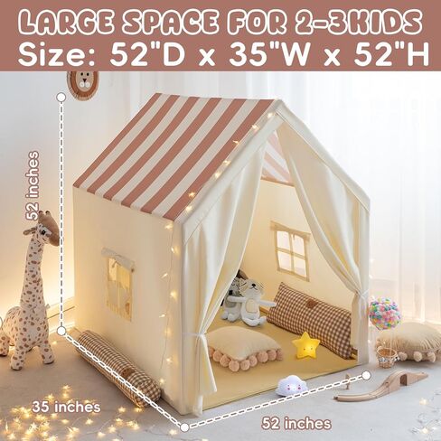 Kids Play Tent, Toddler Tent Playhouse for Kids Indoor & Outdoor, Play Tent for Boys & Girls, 47"x40"x52" Tent for Kids with Window, Star Lights, Colored Flags and Carry Bag (Stripe) in Saudi Arabia