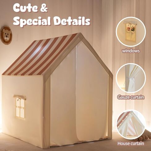 Kids Play Tent, Toddler Tent Playhouse for Kids Indoor & Outdoor, Play Tent for Boys & Girls, 47"x40"x52" Tent for Kids with Window, Star Lights, Colored Flags and Carry Bag (Stripe) in Saudi Arabia