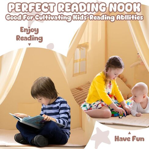 Kids Play Tent, Toddler Tent Playhouse for Kids Indoor & Outdoor, Play Tent for Boys & Girls, 47"x40"x52" Tent for Kids with Window, Star Lights, Colored Flags and Carry Bag (Stripe) in Saudi Arabia