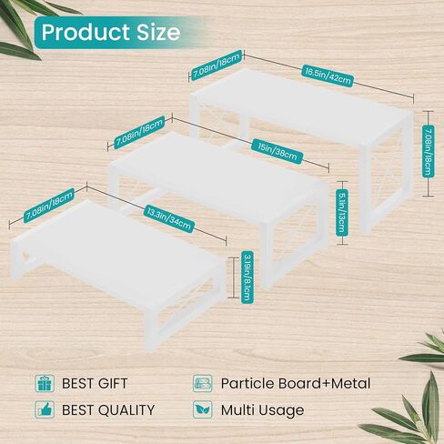 3 Tier Cupcake Stand & Wood Display Risers, Dessert Stands for Cup Cake or Food, Riser Display Stand for Perfume Makeup Dolls Collectibles, Tiered Shelf Organizer for Market Retail Vendors in Saudi Arabia