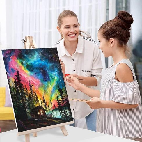 MIRCVSH Starry Paint by Numbers Kit for Adults Beginners on Framed Canvas,Country Night Paint by Number Kits with Wooden Easel,Moon Acrylic Painting Kits with Colorful Box Packaging Gift 12x16 Inch. in Kuwait
