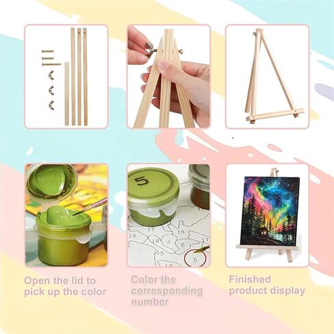 MIRCVSH Starry Paint by Numbers Kit for Adults Beginners on Framed Canvas,Country Night Paint by Number Kits with Wooden Easel,Moon Acrylic Painting Kits with Colorful Box Packaging Gift 12x16 Inch. in Kuwait