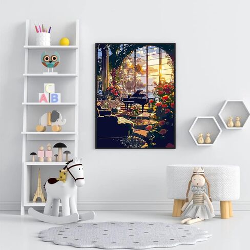 MIRCVSH Starry Paint by Numbers Kit for Adults Beginners on Framed Canvas,Country Night Paint by Number Kits with Wooden Easel,Moon Acrylic Painting Kits with Colorful Box Packaging Gift 12x16 Inch. in Kuwait