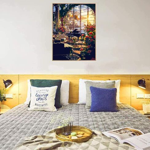 MIRCVSH Starry Paint by Numbers Kit for Adults Beginners on Framed Canvas,Country Night Paint by Number Kits with Wooden Easel,Moon Acrylic Painting Kits with Colorful Box Packaging Gift 12x16 Inch. in Kuwait