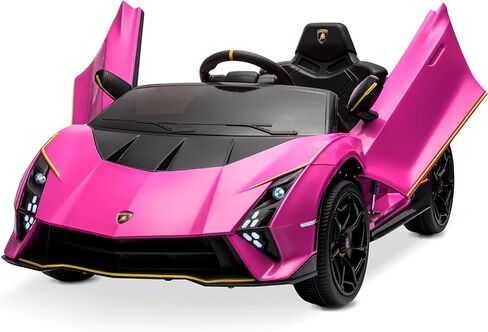 Kidzone 12V Licensed Lamborghini Autentica Limited Kids Electric Ride On Car for Kid & Toddler, Battery Powered Sports Car w/4 Motors, Parent Control, Bluetooth, Spring Suspension Pink in Saudi Arabia