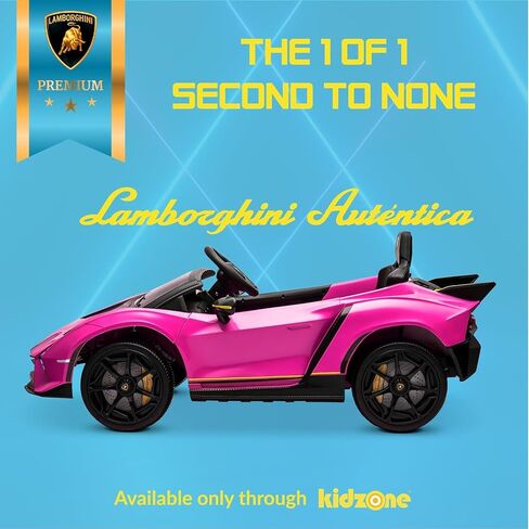 Kidzone 12V Licensed Lamborghini Autentica Limited Kids Electric Ride On Car for Kid & Toddler, Battery Powered Sports Car w/4 Motors, Parent Control, Bluetooth, Spring Suspension Pink in Saudi Arabia