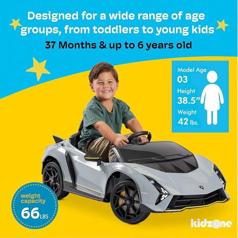 Kidzone 12V Licensed Lamborghini Autentica Limited Kids Electric Ride On Car for Kid & Toddler, Battery Powered Sports Car w/4 Motors, Parent Control, Bluetooth, Spring Suspension Pink in Saudi Arabia