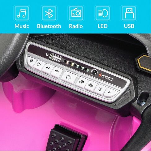 Kidzone 12V Licensed Lamborghini Autentica Limited Kids Electric Ride On Car for Kid & Toddler, Battery Powered Sports Car w/4 Motors, Parent Control, Bluetooth, Spring Suspension Pink in Saudi Arabia