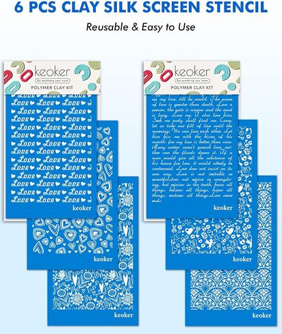 KEOKER Easter Silk Screen for Polymer Clay, 3PCS Easter Silk Screen Polymer Clay, Easter Day Silk Screen Stencils for Polymer Clay, Rabbit Pattern Polymer Clay Stencil (Easter Eggs) in Saudi Arabia